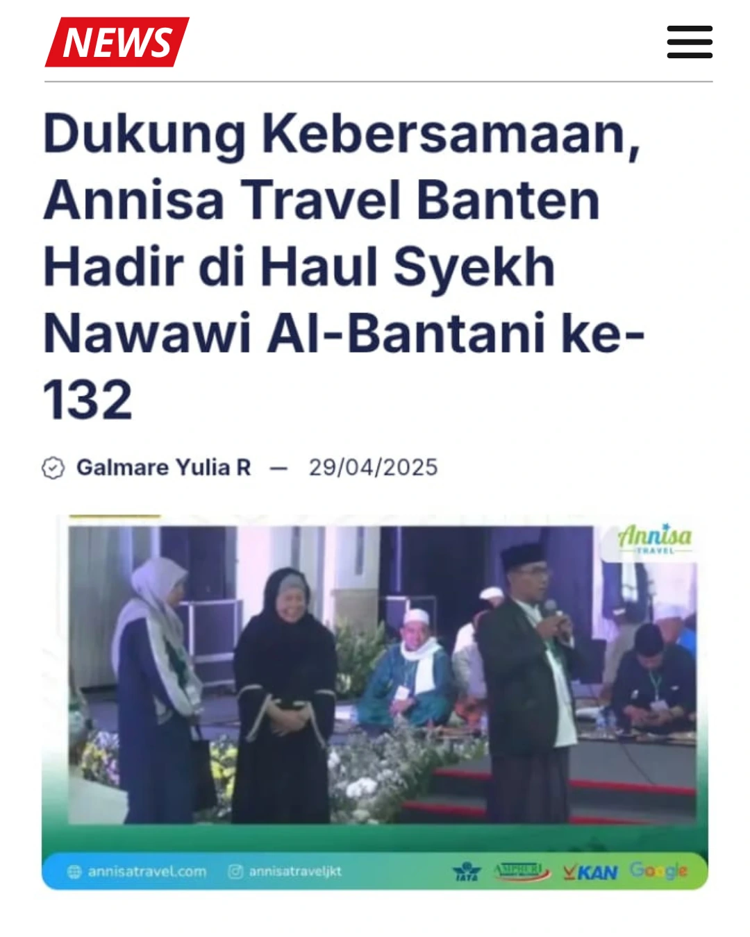 Travel Umroh Banten Dukung Haul Syekh Nawawi Al-Bantani