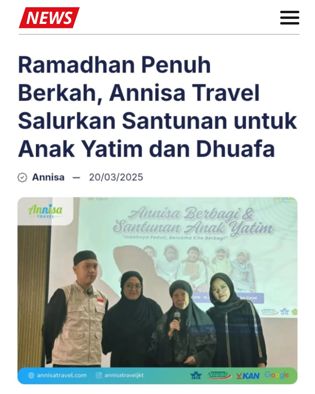 Travel Umroh Banten Memberikan Santunan Anak Yatim dan Dhuafa